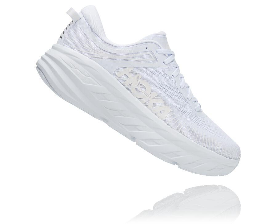 Hoka One One Mens Running Shoes - Bondi 7 - White - ZWAL47915